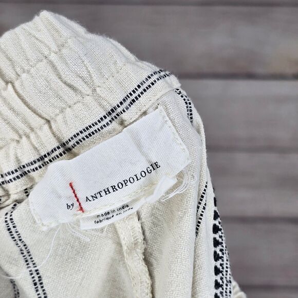 by Anthropologie Beach Trousers Textured Boho High Rise Ankle Pants Large - Picture 9 of 9